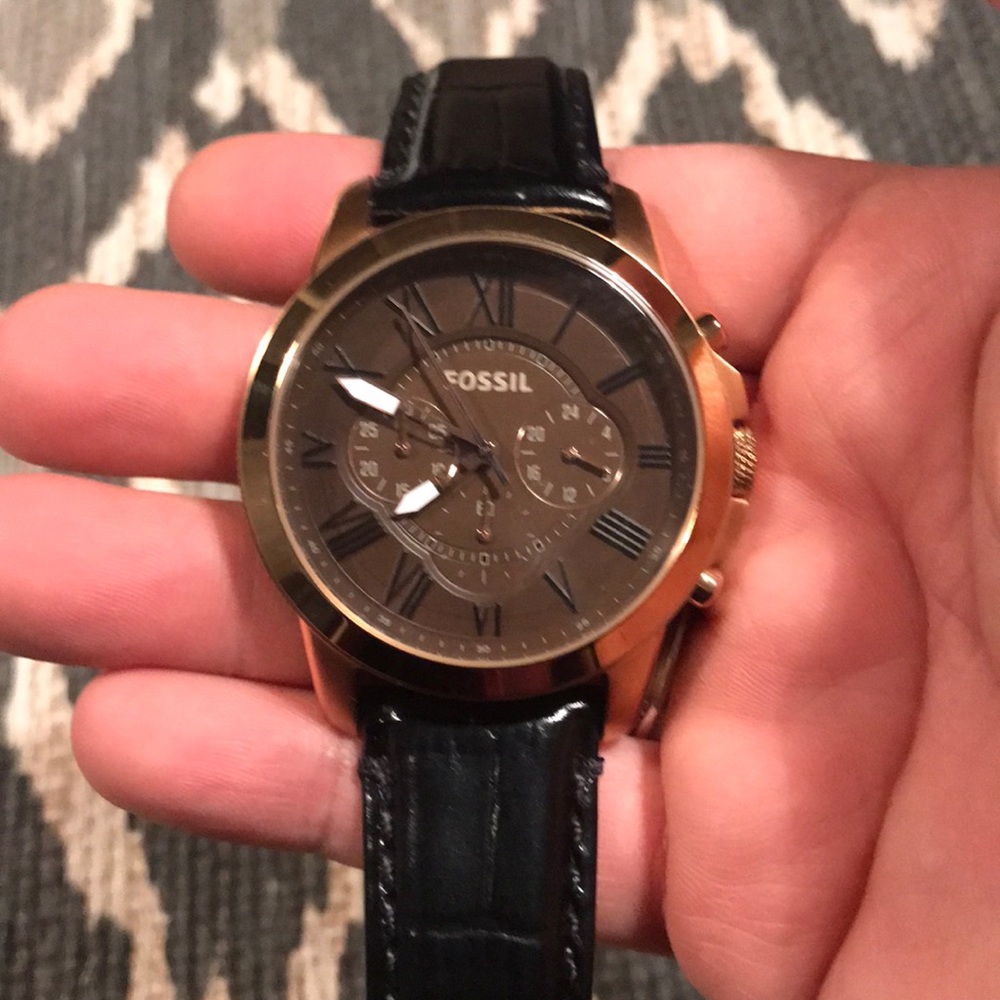Fossil Rose gold watch with croc style band